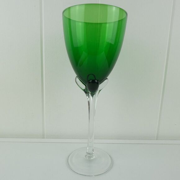 Murano Art Glass Hand Blown Wine Glass Green - Picture 4 of 7